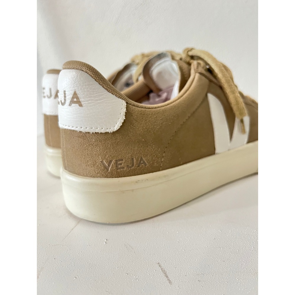 Veja Campo Suede Sneakers Tan White Low Top Lace Up Shoes Womens 10 - Picture 2 of 11